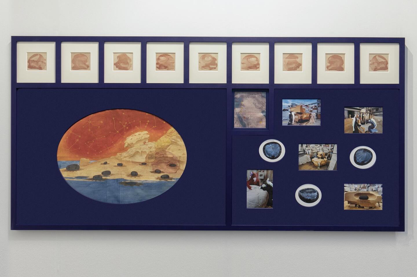 Basmah Felemban, The fable of crossing the river by feeling the pebble, 2025. Paper, 110 x 225 cm. Courtesy: the artist and ATHR, Jeddah